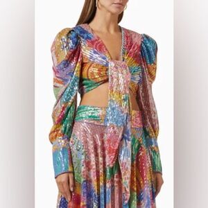 CeliaB Multicolor Sequin Crop Top